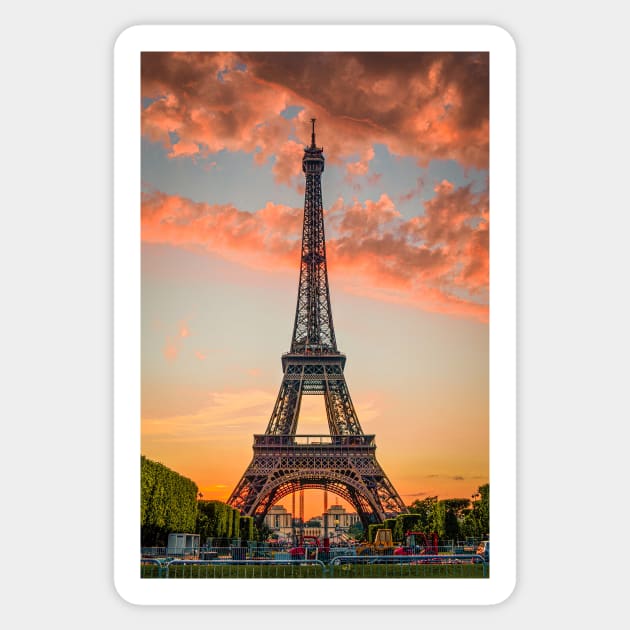 Eiffel Tower Sunset Sticker by LaurenGalanty